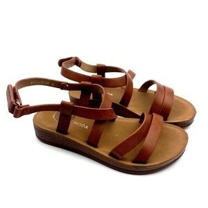 Mini Moda Girls Sandals Size 8 Toddlers Brown Adjustable Strap Summer Shoes